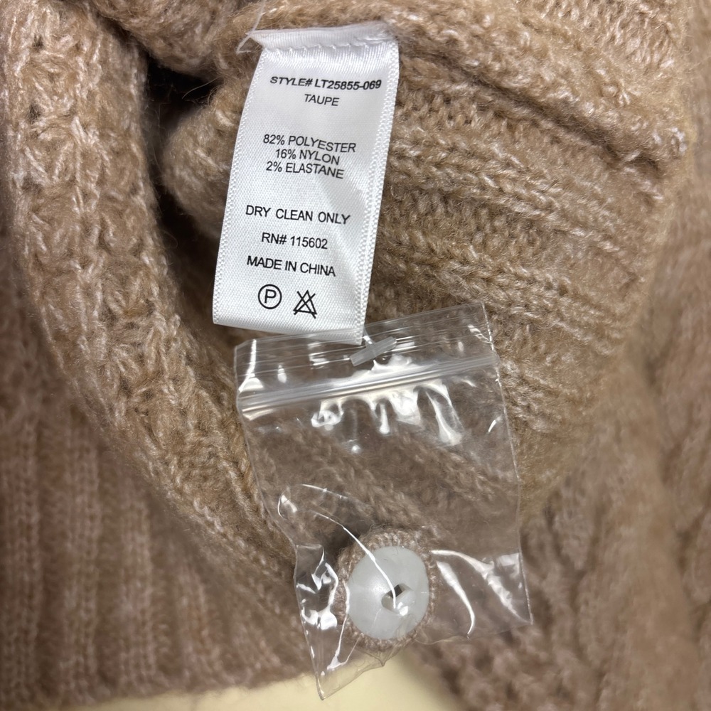 VICI Harper Cable Knit Cardigan In Taupe Tan Women Size Large Crewneck Warm Cozy - Picture 10 of 10